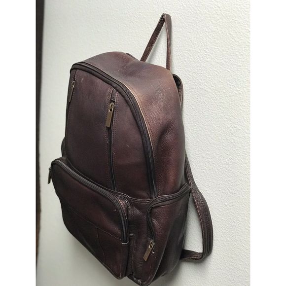 Vtg Genuine Leather Laptop Backpack - Picture 3 of 7